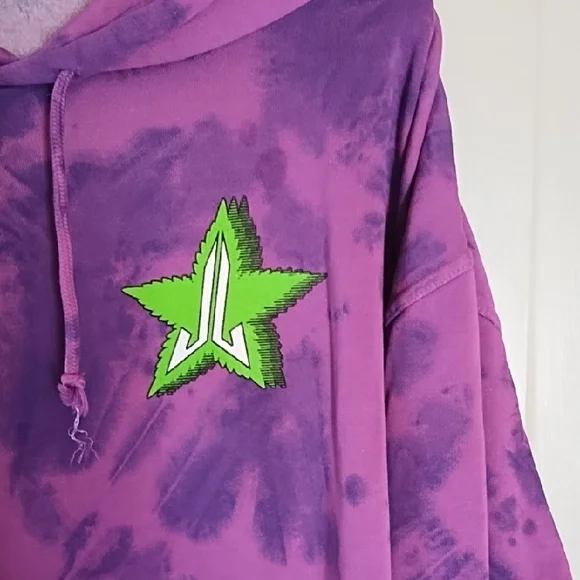 Jeffree Star Purple Tie-Dye Hoodie with Green Star Graphic - Picture 2 of 6